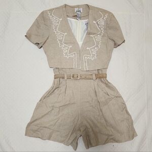 Tan Embroidered Three-Piece Set